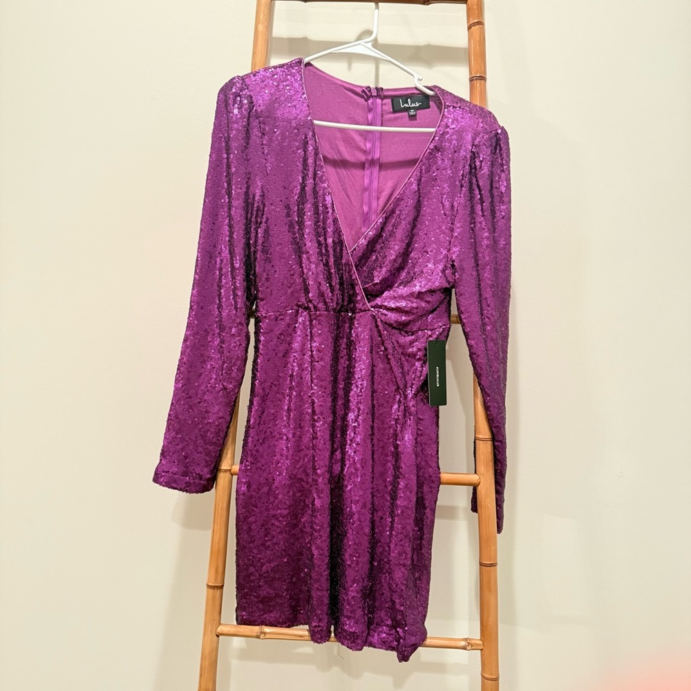 New Lulu's Shimmering Violet Sequin Dress